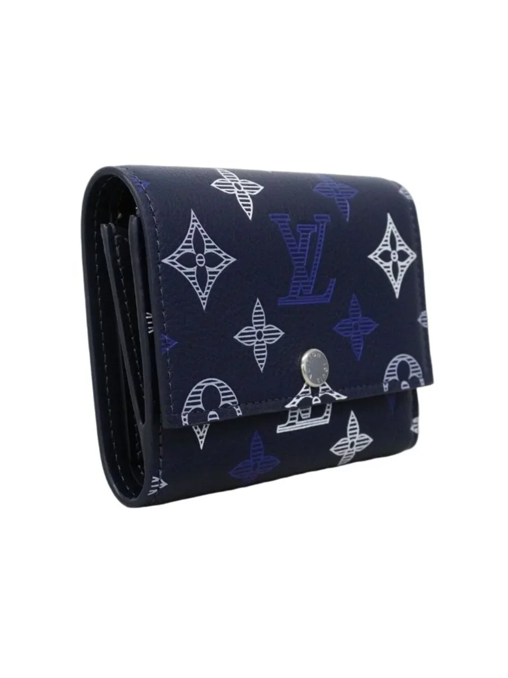 Louis Vuitton Trifold Wallet Monogram Shadow Victor Navy Blue